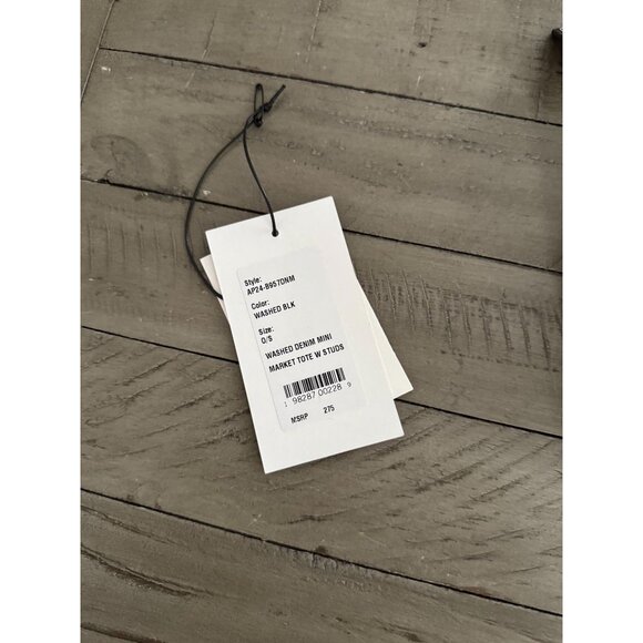 NEW 3.1 PHILLIP LIM Washed Black Denim Mini Market Tote Bag With Studs - Picture 7 of 11